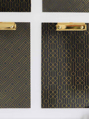 Load image into Gallery viewer, Set of 4 Decorative Clipboards with Dark Geometric Patterns and Gold foil
