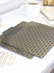 Load image into Gallery viewer, Decorative File Folders - 1/3 Cut Tabs - Letter Size - Set of 12 - 2 Each of 6 Cute Patterns with Gold Foil (Dark Gray and Cream)
