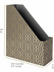 Load image into Gallery viewer, Foldable Magazine File Holder with Gold Label Holder - Set of 4 - Dark Grey and Gold
