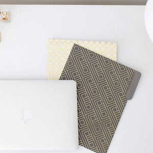 Decorative File Folders - 1/3 Cut Tabs - Letter Size - Set of 12 - 2 Each of 6 Cute Patterns with Gold Foil (Dark Gray and Cream)
