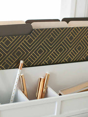 Load image into Gallery viewer, Decorative File Folders - 1/3 Cut Tabs - Letter Size - Set of 12 - 2 Each of 6 Cute Patterns with Gold Foil (Dark Gray and Cream)
