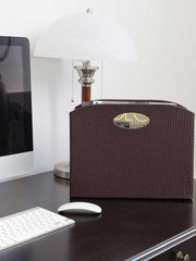 Load image into Gallery viewer, Quality Leather Magazine Holder Basket with Handles - Brown
