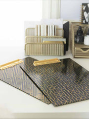 Load image into Gallery viewer, Set of 4 Decorative Clipboards with Dark Geometric Patterns and Gold foil
