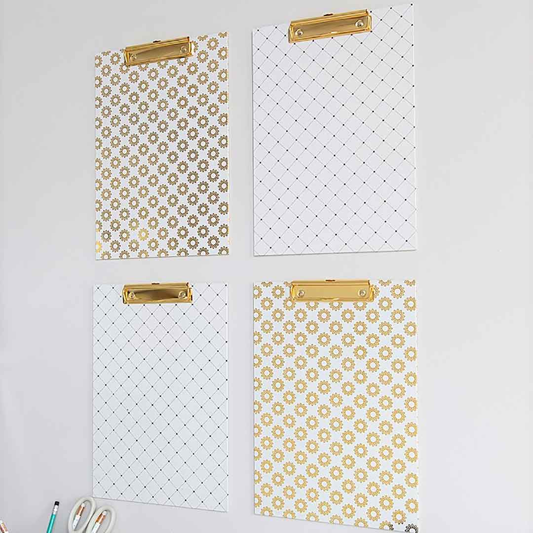 Set Of 4 Decorative Clipboards With Light Cream Patterns Blu Monaco set-of-4-decorative-clipboards-with-light-cream-patterns-blu-monaco