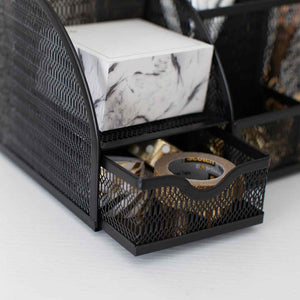Load image into Gallery viewer, Fontvieille Unique Metal Black Desk Organizer with Drawer
