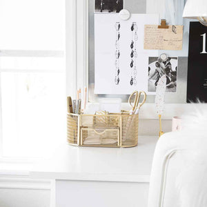 Fontvieille Gold Desk Organizer with Drawer