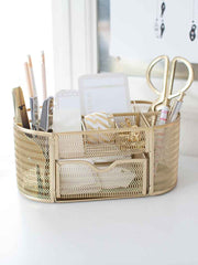 Load image into Gallery viewer, Fontvieille Gold Desk Organizer with Drawer
