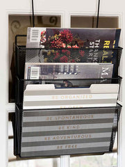 Load image into Gallery viewer, Office Cubicle Black Wire Mesh Hanging Wall File Organizer
