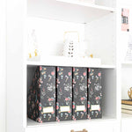 Load image into Gallery viewer, Foldable Magazine File Holder with Gold Label Holder - Set of 4 - Floral and Black

