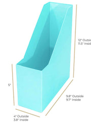 Load image into Gallery viewer, Foldable Magazine File Holder with Leather Label Holder - Set of 6 - Aqua
