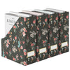 Foldable Magazine File Holder with Gold Label Holder - Set of 4 - Floral and Black