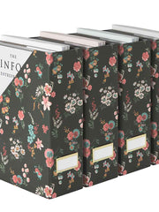 Load image into Gallery viewer, Foldable Magazine File Holder with Gold Label Holder - Set of 4 - Floral and Black
