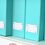 Load image into Gallery viewer, Foldable Magazine File Holder with Leather Label Holder - Set of 6 - Aqua

