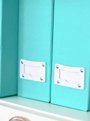 Load image into Gallery viewer, Foldable Magazine File Holder with Leather Label Holder - Set of 6 - Aqua
