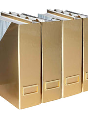 Load image into Gallery viewer, Foldable Magazine File Holder with Gold Label Holder - Set of 4 - Gold
