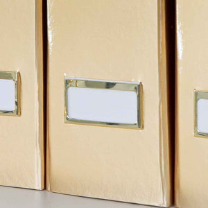 Foldable Magazine File Holder with Gold Label Holder - Set of 4 - Gold