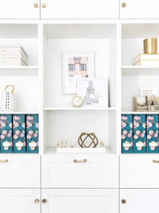 Load image into Gallery viewer, Foldable Magazine File Holder with Gold Label Holder - Set of 4 - Floral and Teal
