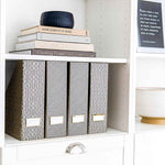 Load image into Gallery viewer, Foldable Magazine File Holder with Gold Label Holder - Set of 4 - Dark Grey and Gold
