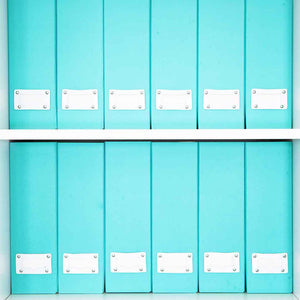 Foldable Magazine File Holder with Leather Label Holder - Set of 6 - Aqua