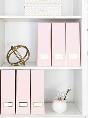 Load image into Gallery viewer, Foldable Magazine File Holder with Gold Label Holder - Set of 6 - Pink