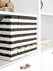 Load image into Gallery viewer, Foldable Magazine File Holders with Gold Label Holder - Set of 4 - Black and Gold
