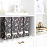 Load image into Gallery viewer, Foldable Magazine File Holder with Gold Label Holder - Set of 4 - Floral and Black
