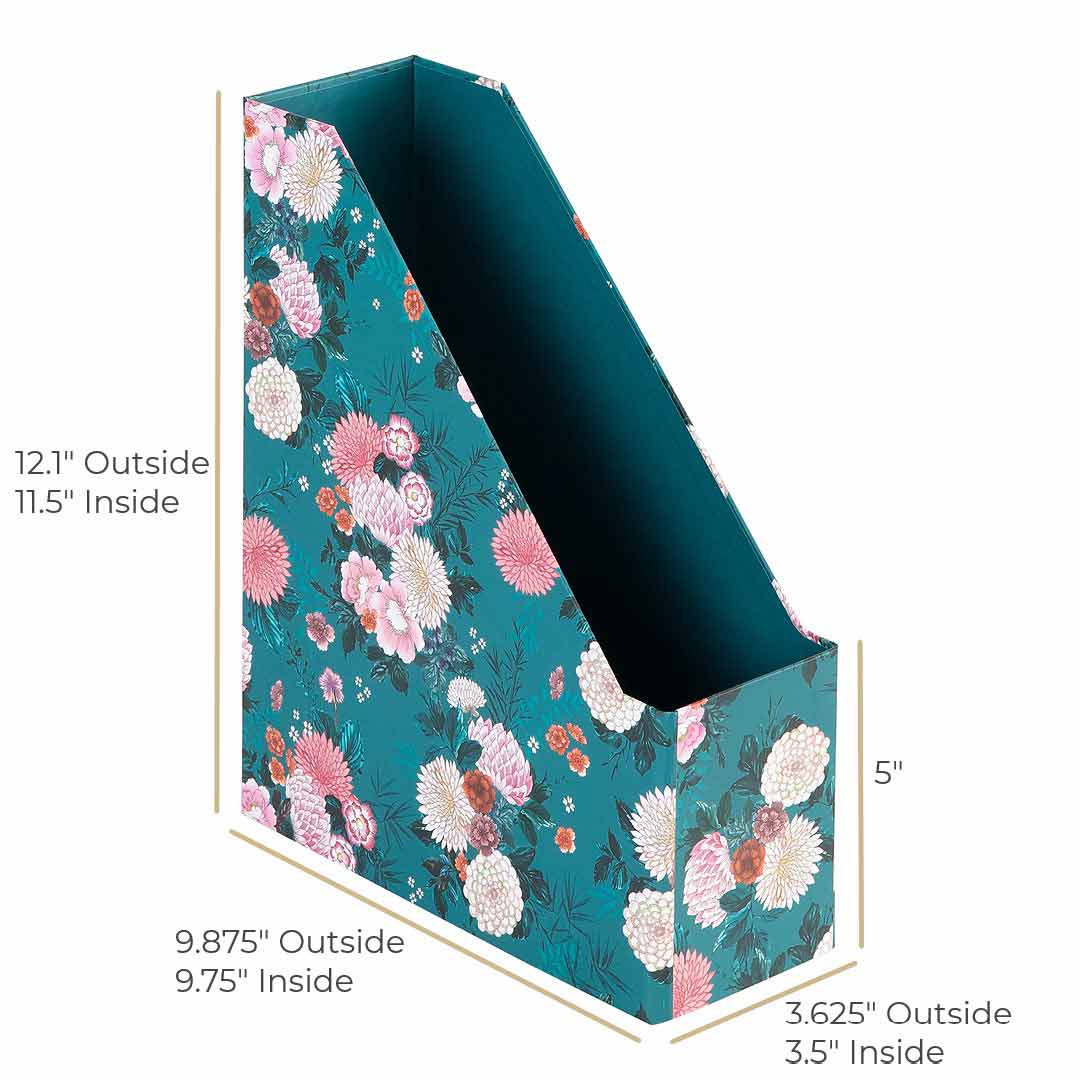 Foldable Magazine File Holder with Gold Label Holder - Set of 4 - Flor ...