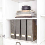 Load image into Gallery viewer, Foldable Magazine File Holder with Gold Label Holder - Set of 4 - Dark Grey and Gold
