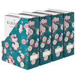 Load image into Gallery viewer, Foldable Magazine File Holder with Gold Label Holder - Set of 4 - Floral and Teal
