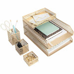 Load image into Gallery viewer, Riviera 6 Piece Gold Interlocking Desk Organizer Set
