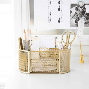 Load image into Gallery viewer, Fontvieille Gold Desk Organizer with Drawer
