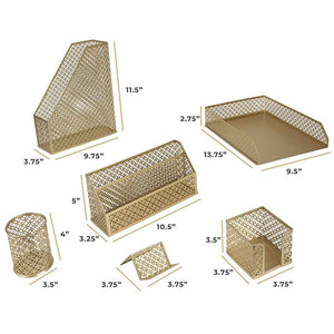 Riviera 6 Piece Gold Desk Organizer Set