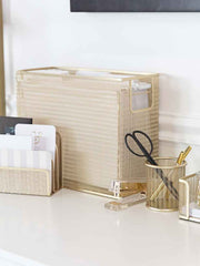 Load image into Gallery viewer, Fontvieille 5 Piece Gold Desk Organizer Set with Desktop Hanging File Organizer
