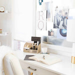 Load image into Gallery viewer, Fontvieille Unique Metal Gold Desk Organizer with Drawer
