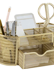 Load image into Gallery viewer, Fontvieille Gold Desk Organizer with Drawer
