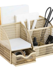 Load image into Gallery viewer, Fontvieille Unique Metal Gold Desk Organizer with Drawer
