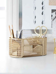 Load image into Gallery viewer, Fontvieille Gold Desk Organizer with Drawer
