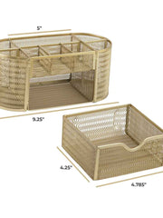 Load image into Gallery viewer, Fontvieille Gold Desk Organizer with Drawer

