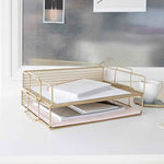 Load image into Gallery viewer, Fontvieille Stackable Gold Paper Tray - Set of 2 - Letter Size
