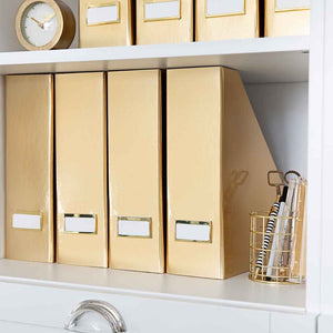 Load image into Gallery viewer, Foldable Magazine File Holder with Gold Label Holder - Set of 4 - Gold
