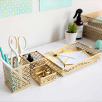 Load image into Gallery viewer, Riviera 6 Piece Gold Interlocking Desk Organizer Set

