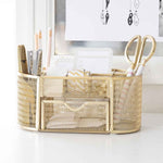 Load image into Gallery viewer, Fontvieille Gold Desk Organizer with Drawer
