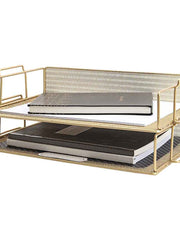 Load image into Gallery viewer, Fontvieille Stackable Gold Paper Tray - Set of 2 - Letter Size
