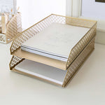 Load image into Gallery viewer, Riviera Stackable Gold Paper Tray - Set of 2 - Letter Size
