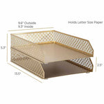 Load image into Gallery viewer, Riviera Stackable Gold Paper Tray - Set of 2 - Letter Size
