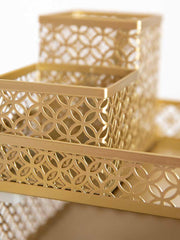 Load image into Gallery viewer, Riviera 6 Piece Gold Interlocking Desk Organizer Set
