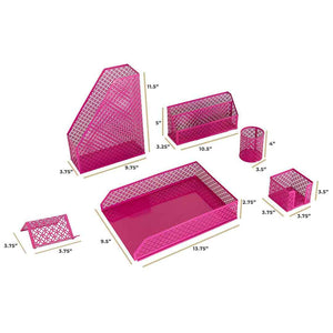 Riviera 6 Piece Hot Pink Desk Organizer Set