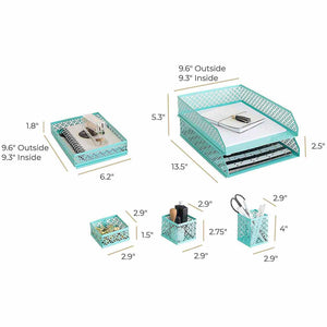 Load image into Gallery viewer, Riviera 6 Piece Aqua Interlocking Desk Organizer Set
