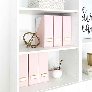 Foldable Magazine File Holder with Gold Label Holder - Set of 6 - Pink