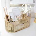 Load image into Gallery viewer, Fontvieille Gold Desk Organizer with Drawer
